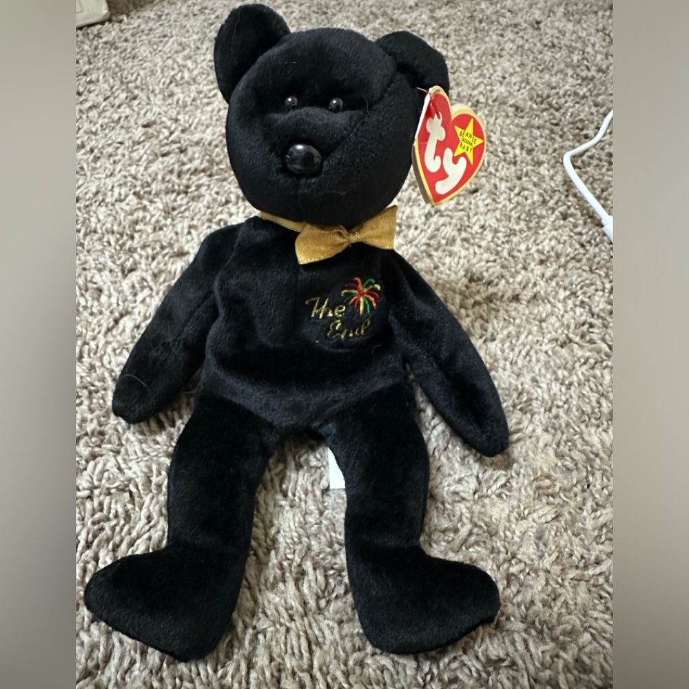 Beanie Babies The End TY Black Bear 9 inches, 1999